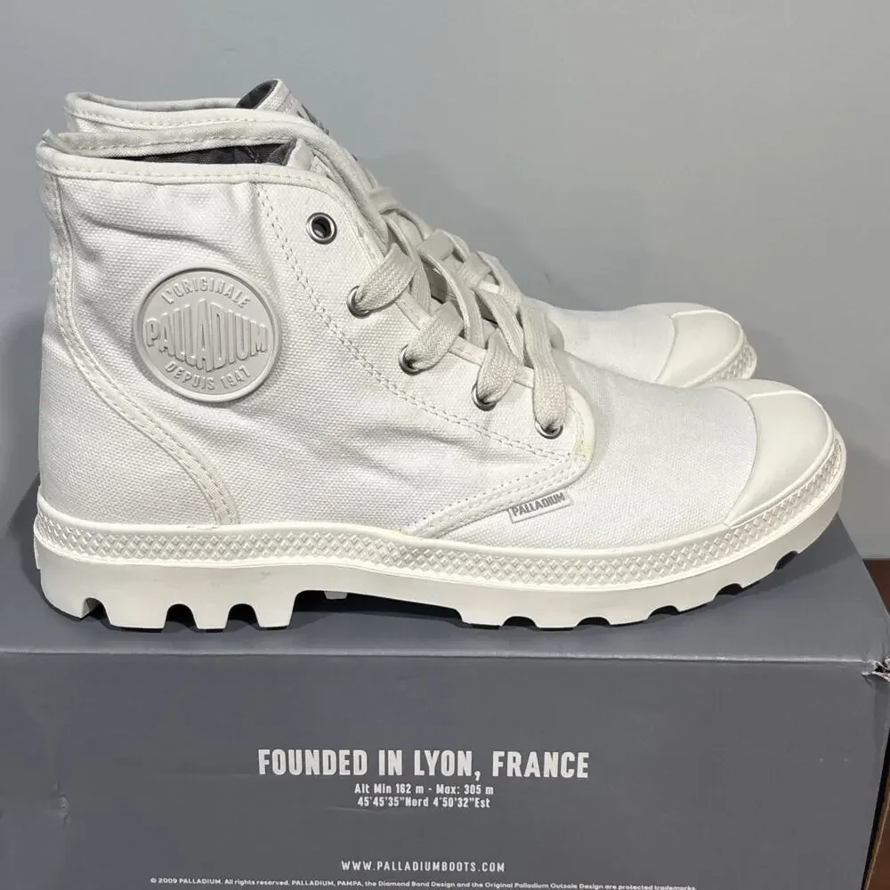 PALLADIUM PAMPA HI ORIGINAL CANVAS BOOTS WHITE HIGH TOP SNEAKERS WOMENS 9.5 READ - Picture 4 of 12
